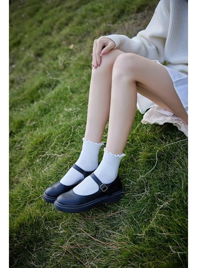 جوارب نسائية من القطن الناعم بحافة اللفت مع تنانير جوارب جرو نسائية بحافة اللفت - Image 5